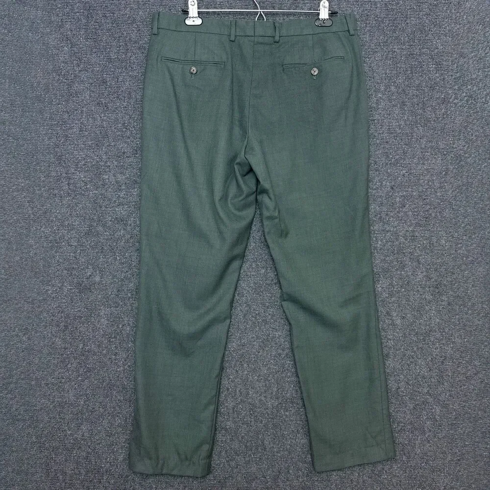 J.Crew Bowery Dress Pants Mens 33/30 Olive Green Wool Slim Fit G7124 Classic